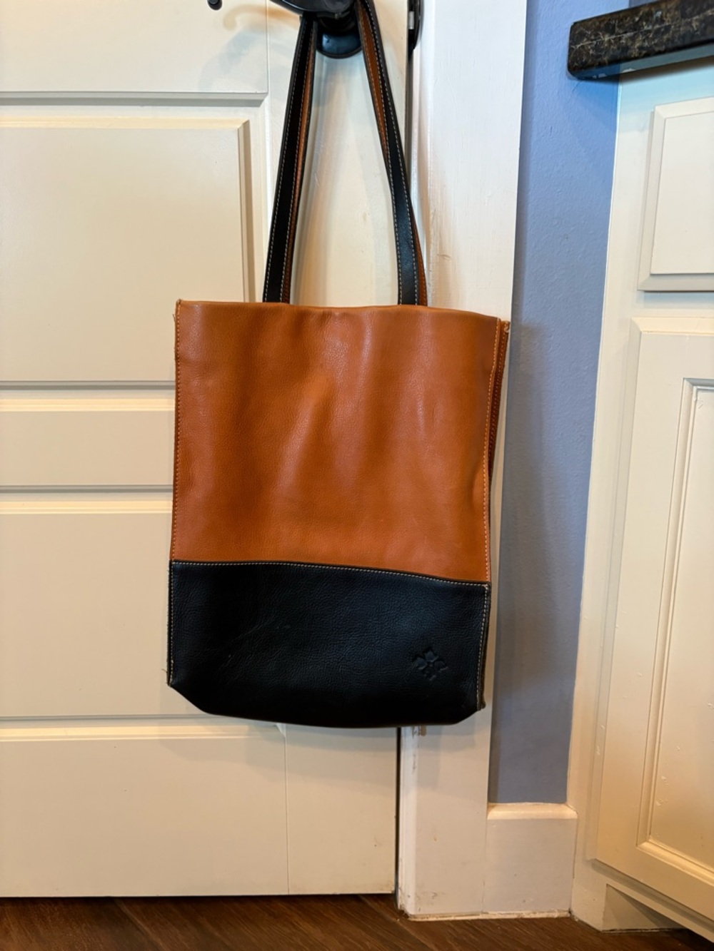 Patricia Nash Two-Tone Brown and Black Leather Tote
